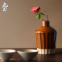 Nine-earth handmade ceramic vase Japanese style retro home floras living-room dry flower decoration pendulum fitting flower inserts