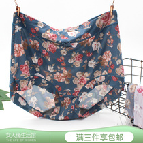 Graphene color field briefs female printed ice silk high waist size 31353 Extra large fat son Mama 150-180 catty