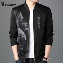 Playboy middle-aged mens jackets Spring and Autumn Business Korean casual baseball suit short print jacket mens clothing