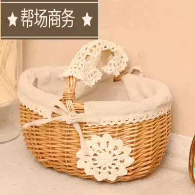 Storage children's toys small basket portable basket bamboo basket bamboo basket pastoral wind bedside basket weaving