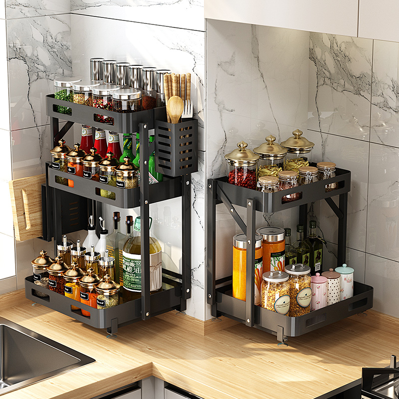 Folding seasoning jar rack wall-mounted seasoning stainless steel containing box Soy Sauce Bottle Multifunction Kitchen Shelve free of punch