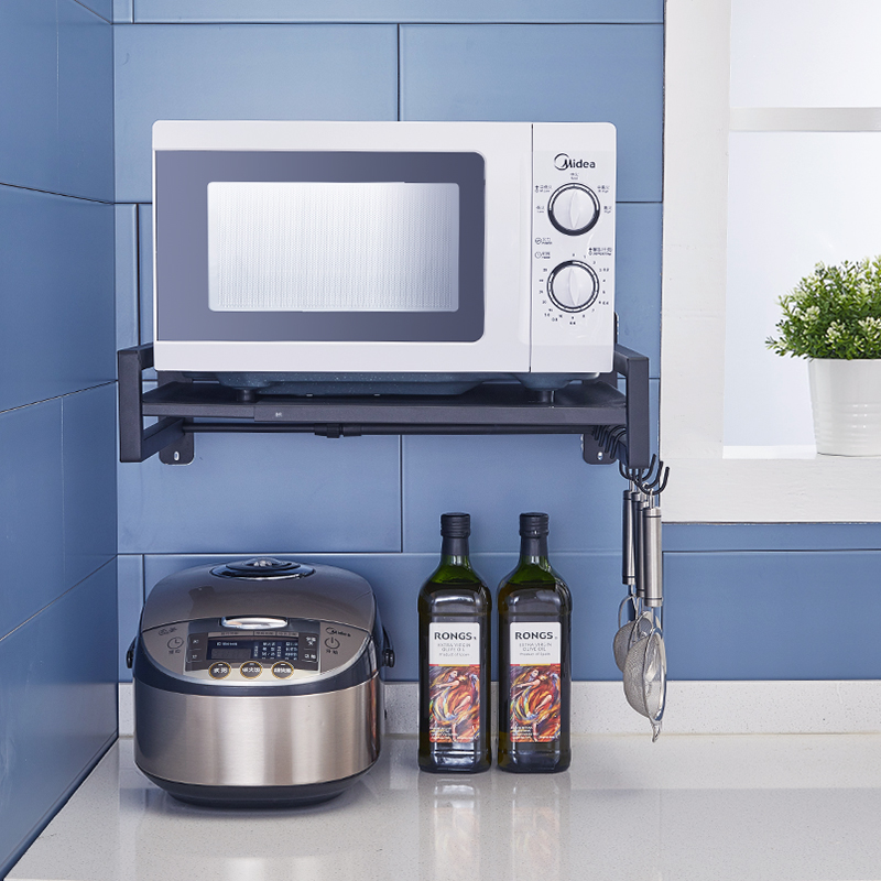 Microwave rack wall-mounted retractable stainless-steel kitchen wall shelving home oven electric cooker holder