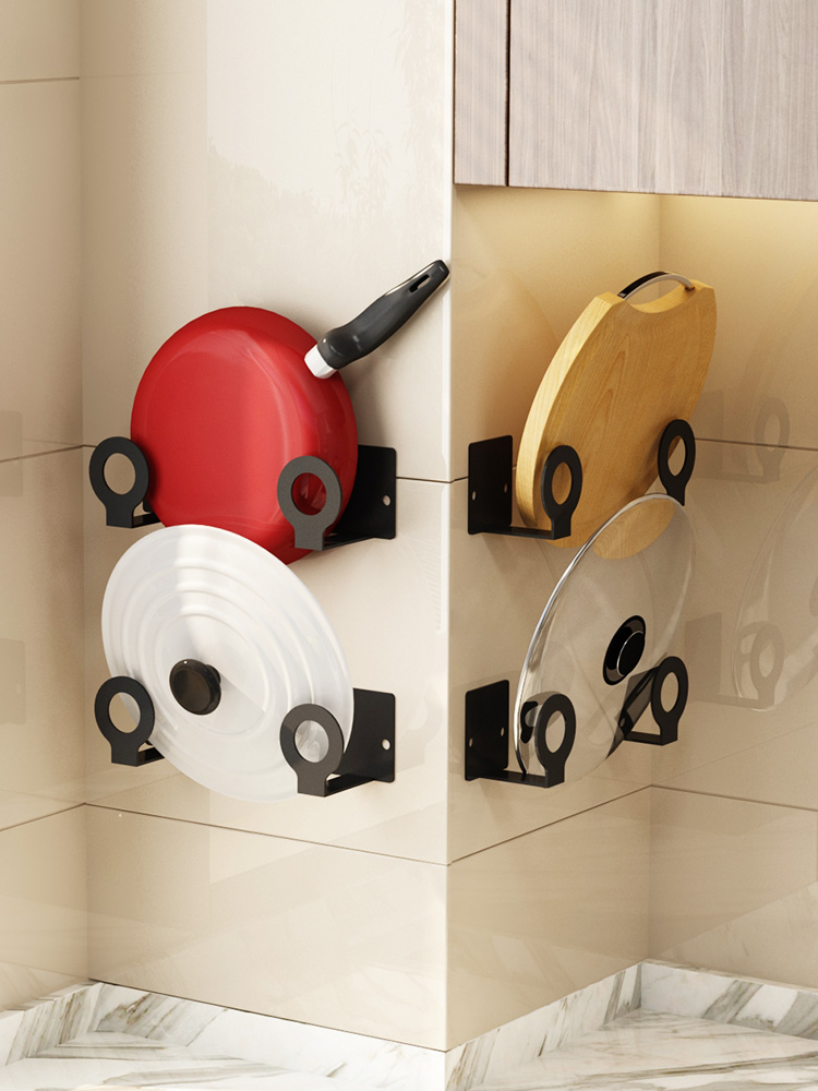 Pot cover rack Wall-mounted kitchen non-perforated shelf Artifact storage layer shelf for chopping board Sticky board Chopping board Cutting board rack
