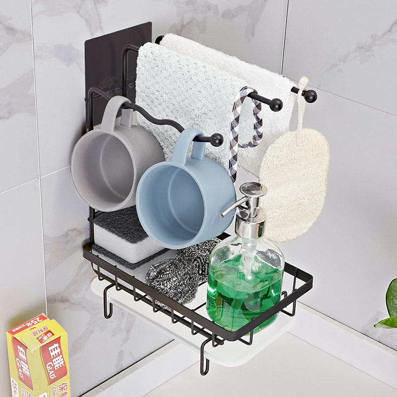 Rag Rack Kitchen Free From Punching Wall-mounted Sink Wash Fine Sponge Steel Wire Ball Drain Rack Cup Rack Clog Towel Rack