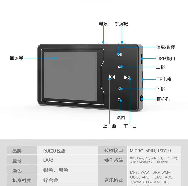máy nghe nhạc bluetooth bose Màn hình cảm ứng sắc nét D08 mp4 Âm nhạc MP3 Trình phát video Walkman sinh viên tiếng Anh phát hành lời bài hát nhỏ 	máy nghe nhạc có kết nối bluetooth