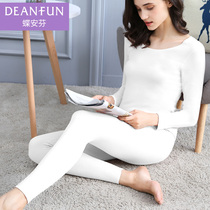 De Rong fever thermal underwear womens white autumn trousers set mens No-Mark vest base plus velvet winter cotton sweater