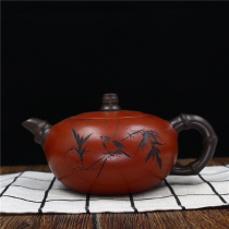 Yixing purple clay pot famous Yu Hanjun pure handmade purple clay pot home tea pot old purple sand pot kung fu tea set