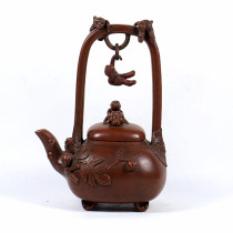 Taiwan returning old purple clay pot famous Chen Mingyuan early all-hand pot monkey lifting beam pot large capacity teapot