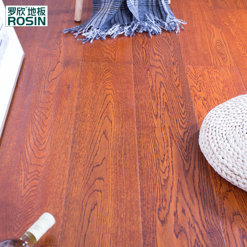 Luo Xin oak multi-layer solid wood composite wood floor household bedroom e0 geothermal floor heating three-layer 15mm relief Chinese style