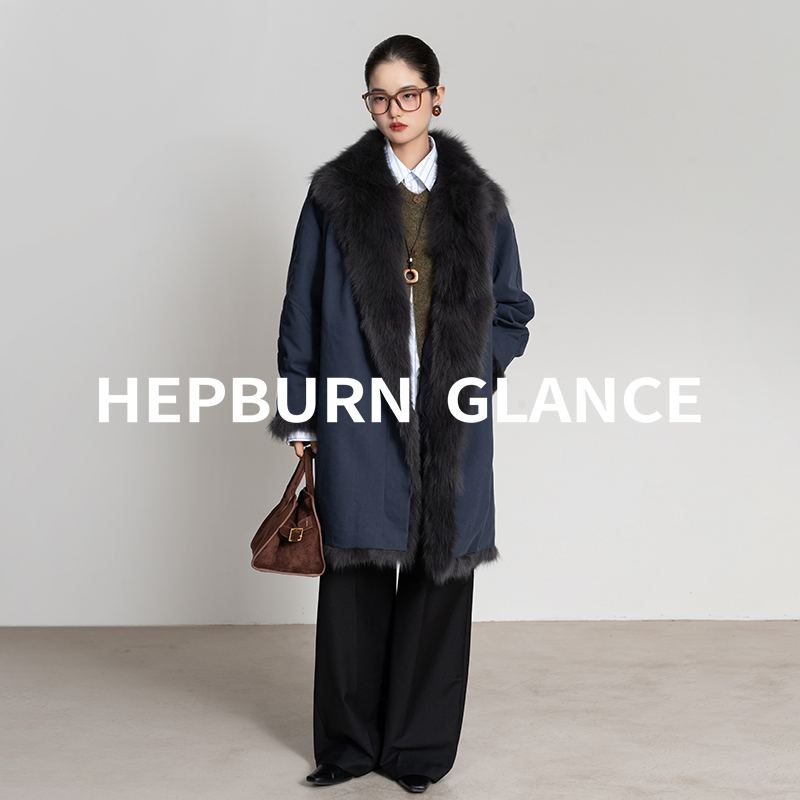 Hg/Minimalist and Stylish_90 White Goose down Parka Jacket for Women with Fox Fur Placket Design, Long Trench Coat, Goose down Jacket Hg/Minimalist and Stylish_90 White Goose down Parka Jacket for Women with Fox Fur Placket Design, Long Trench Coat, Goose down Jacket