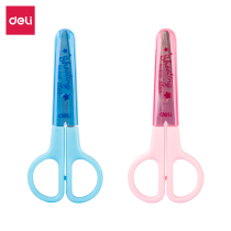 deli deli 6021 scissors hand engineering students children with art art art art scissors DIY puzzle paper-cutting cartoon Pink Blue safe baby fun making cutting supplies