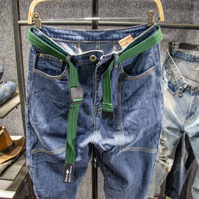 Sangu kapok summer jeans ຜູ້ຊາຍ harem pants ວ່າງແບບຍີ່ປຸ່ນເກົ້າຈຸດຕີນຂະຫນາດນ້ອຍ trendy ຍີ່ຫໍ້ເກົ້າຈຸດພໍ່ pants ສໍາລັບຜູ້ຊາຍ