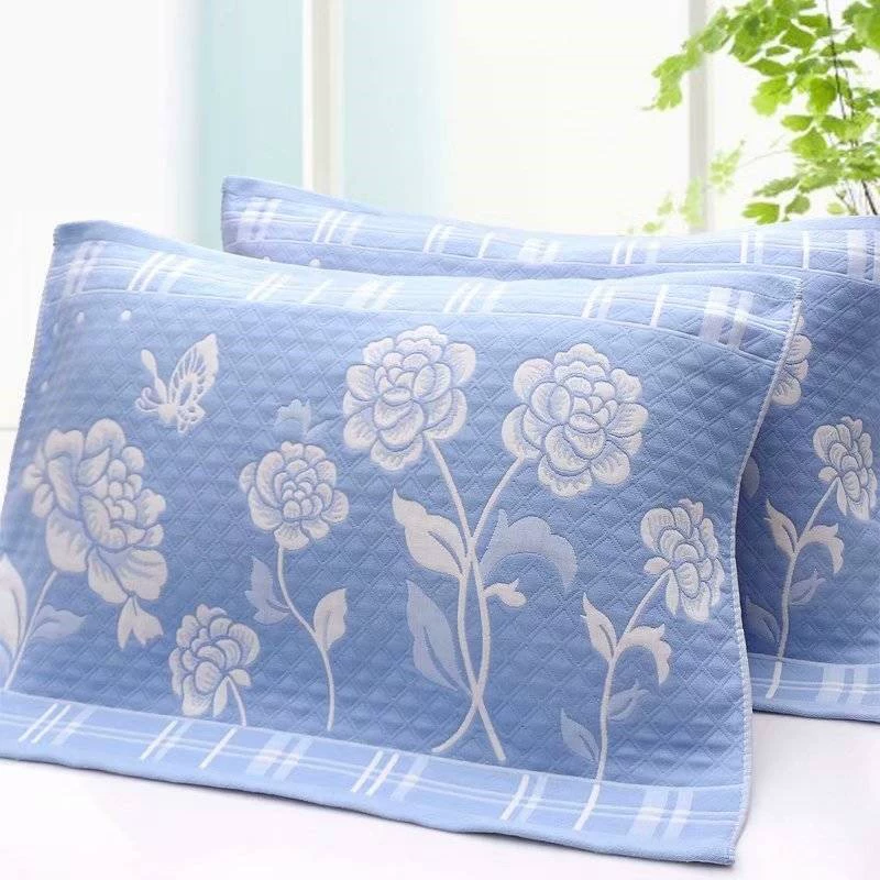 Khăn gối cotton jacquard khăn gối đơn thoáng khí mồ hôi mềm mại và thoải mái Dễ giặt dễ giặt Khăn gối 52 * 75cm - Khăn gối