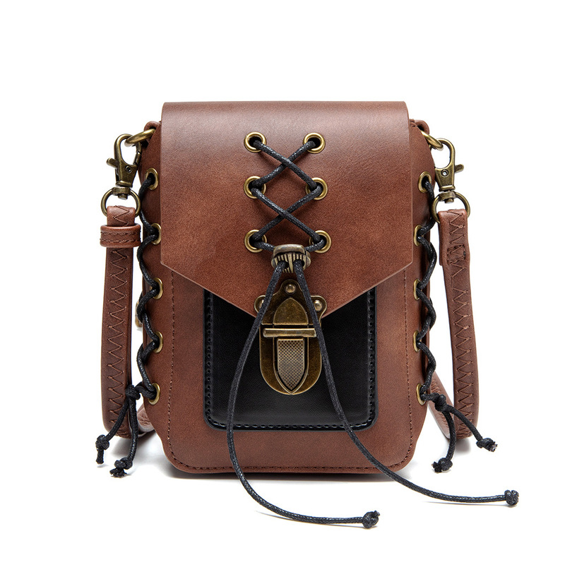 European Medieval Retro Steampunk Men's and Women's Shoulder Crossbody Bag Harley Motorcycle Rider Mobile Phone Bag High Quality