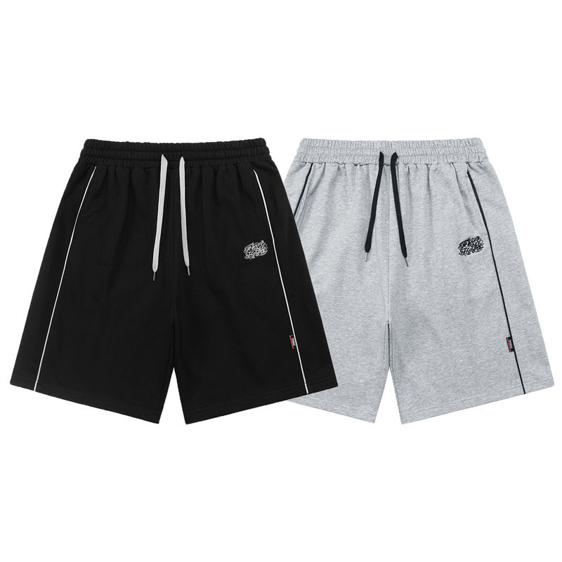 West Coast Chicano  Style Cursive Embroidered Over-The-Knee Loose Oversized Shorts