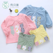 Corduroy baby blouse Autumn and winter boys baby painting dinner clothes Waterproof girl anti-dirty baby anti-dressing spring
