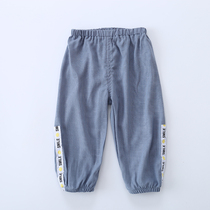 Baby mosquito pants summer thin mens ice silk cotton hemp childrens pure cotton foreign style girls baby casual sports pants