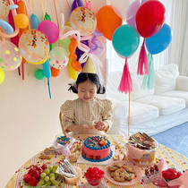 Net red ins Wind long balloon small red book with Korean baby children birthday decoration party scene layout