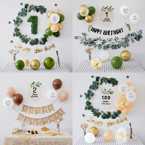 Inssen theme baby one year birthday decoration balloon childrens boy party scene layout background wall