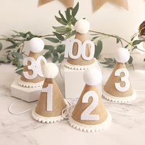 Mori ins baby birthday hat decoration photo props digital childrens first baby party tiara layout