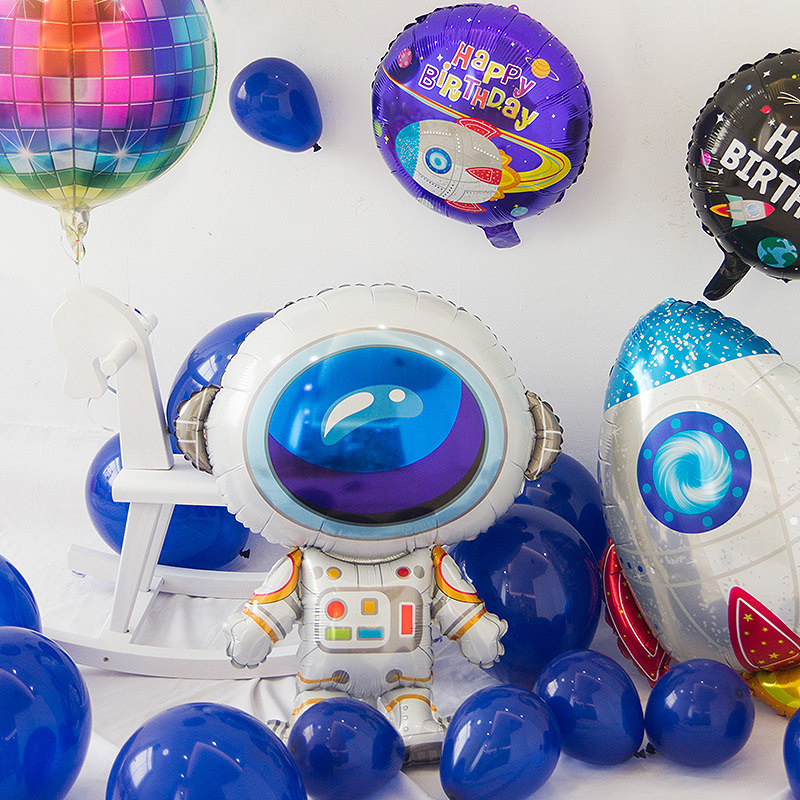 Space theme aluminum film balloon spaceman boy child baby birthday party props scene layout decorations