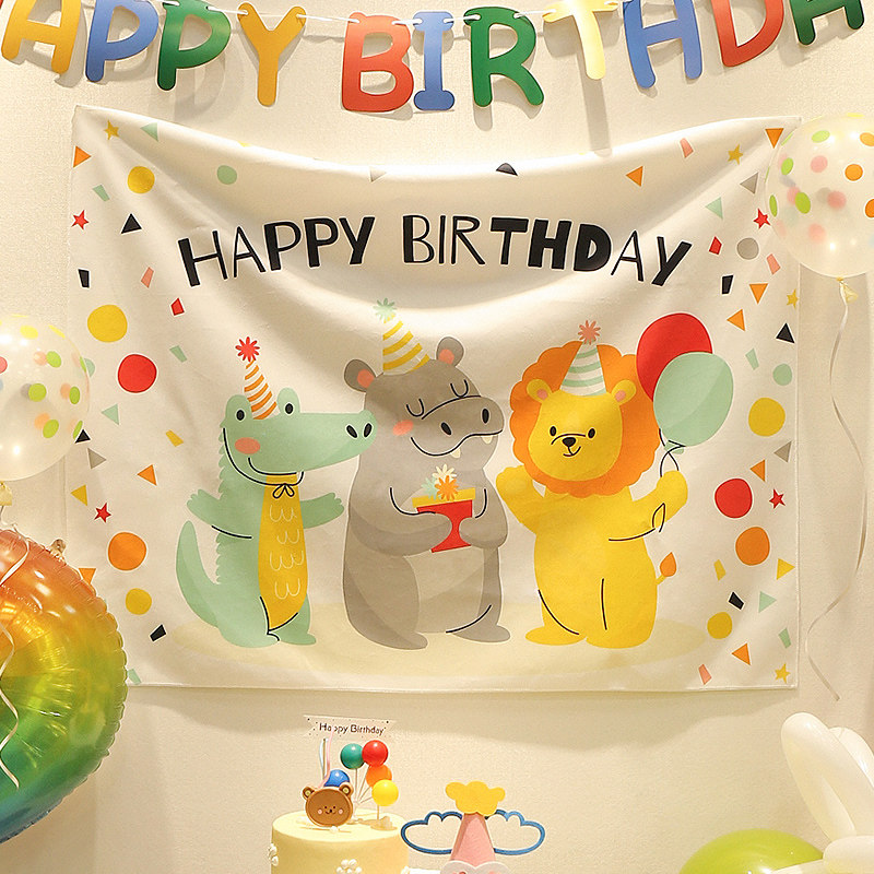 Ins birthday decoration hanging cloth baby children and girls one-year-old party background wall photo props scene layout