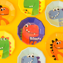 Dinosaur theme disposable tableware plate baby childrens birthday arrangement dessert table party decoration supplies