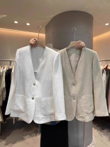 Cotton and linen suit jackets for women 2024 spring and summer new fashion casual V-neck design thin linen suit tops