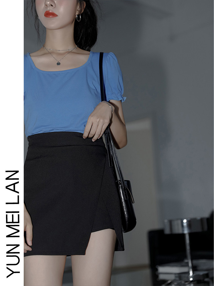 HIGH-WAISTED SLIM HIP SKIRT WOMENS 2024 NEW SPRING SLIT IRREGULAR A-LINE SKIRT SLIM FOREIGN SHORT SKIRT