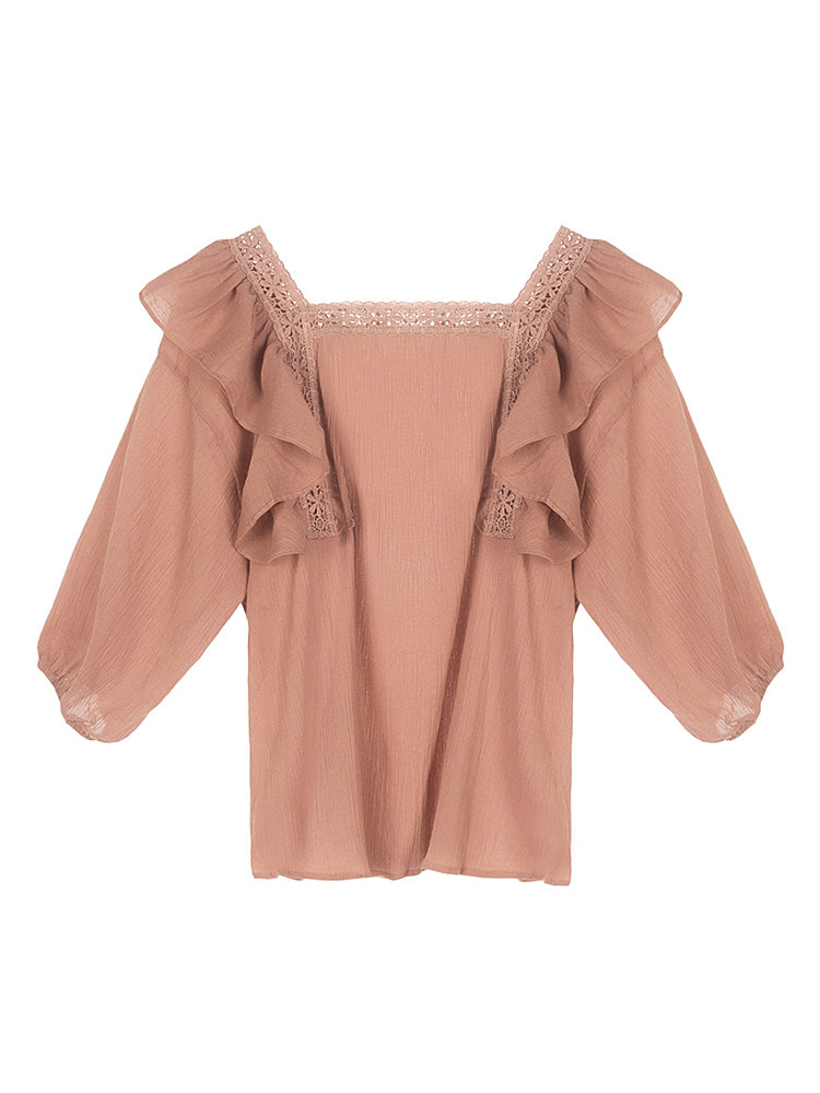 FRENCH VINTAGE COTTON LINEN SHIRT WOMENS 2023 NEW SUMMER LOOSE KOREAN VERSION HALF SLEEVE RUFFLED BABYDOLL TOP