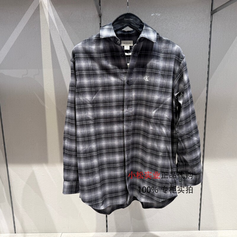 Ck Jeans Genuine Product from the Store 2026 Autumn New Men's American Retro Plaid Long-Sleeved Shirt A4Rh186G