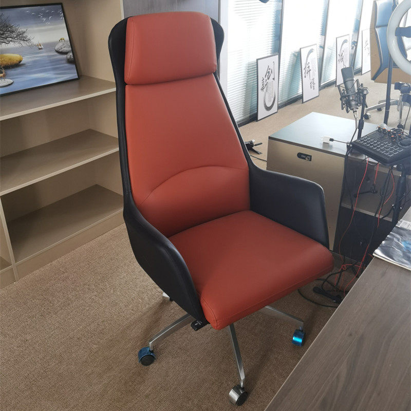 Large class chair office chair for long sitting comfortable lifting swivel chair genuine leather boss chair modern book room chair computer chair for home