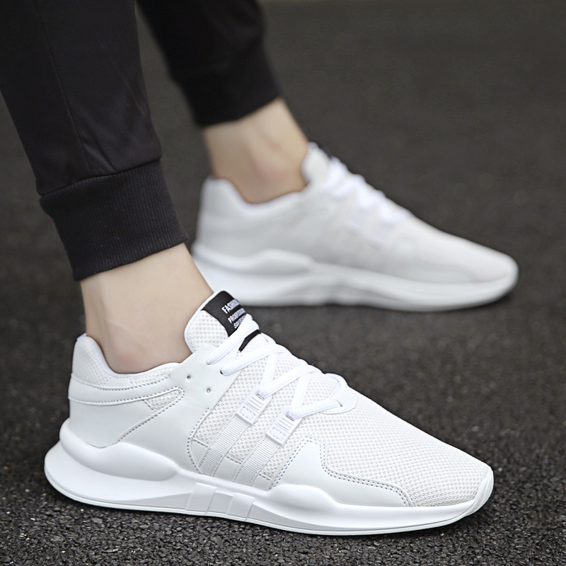 European Trendy Brand Spring and Summer Men's Shoes, Korean Style Casual Shoes, Canvas Running Shoes, Versatile Breathable White Sneakers, Sports Shoes