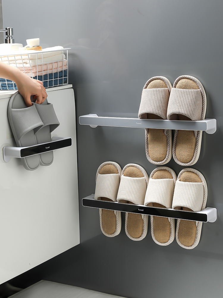 Bathroom slippers rack wall-mounted wall toilet shoe storage artifact bathroom punch-free shoe rack rack