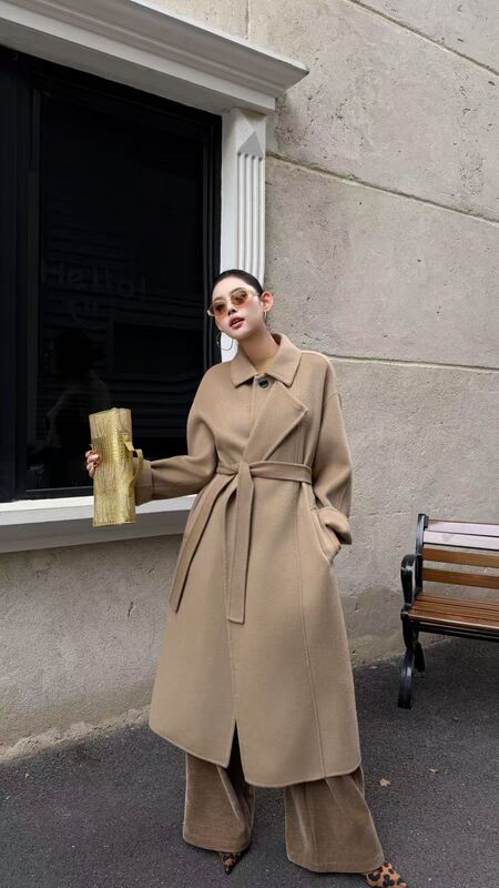 (Sisi Special) 2026 New Double-Sided Cashmere Coat for Women, Mid-Length, Loose Fit Coat 137