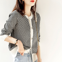 Cardiovert Jacket Woman 100 lap collar lattice 2021 Autumn winter loose Thin Wool Knit Little Outside Hairy Coat Outside