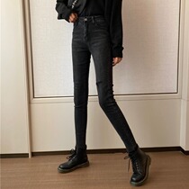Jeans Woman Autumn Winter Display Slim 2021 New Black High Waist Tight Fit South Korea 100 Lap Elastic Small Foot Pencil Pants