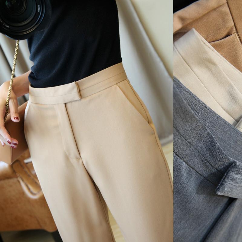 Trousers women's straight high waist casual pants ins trend summer work pants professional nine-point small feet Harley women's pants