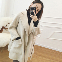 Gross Son Jacket Woman Winter New Small Subshort thickened South Korean suit collar Double face cashmere loose coat