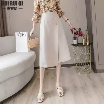 Skirt Women's Autumn Dress 2021 New Western Style High Waist Hip Slim A- line dress Irregular Medium Long Edition Professional Skirt