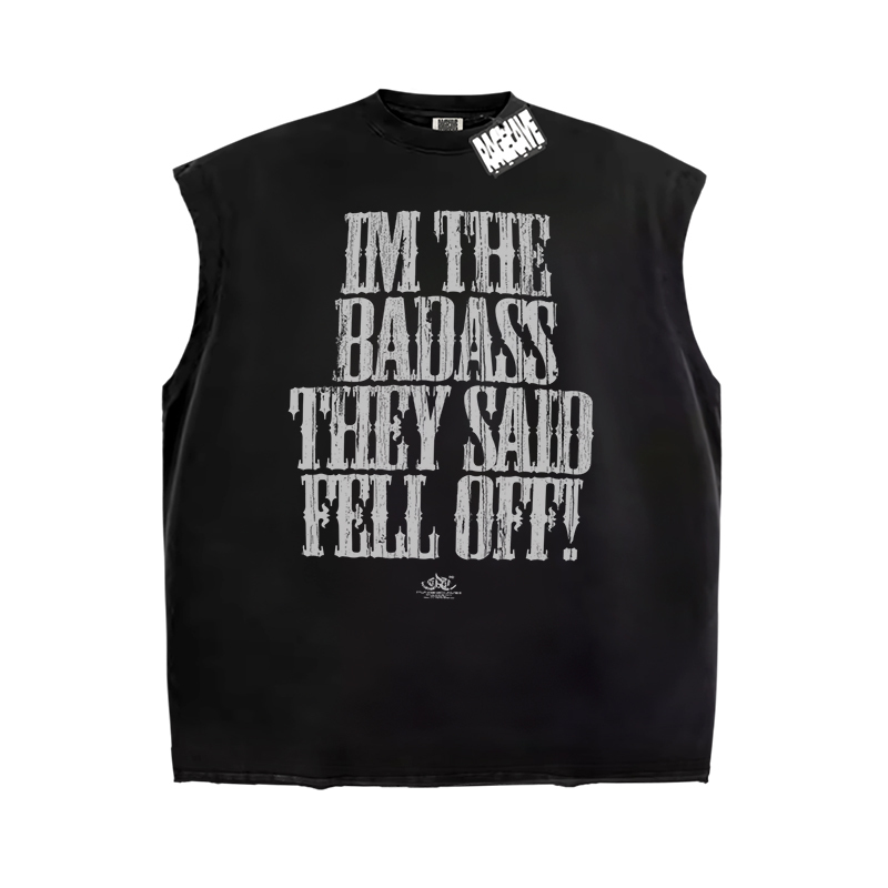 Ragecave Retro Slogan Letter Logo Distressed Print Fitness Basketball Sleeveless T-Shirt Unisex Vest