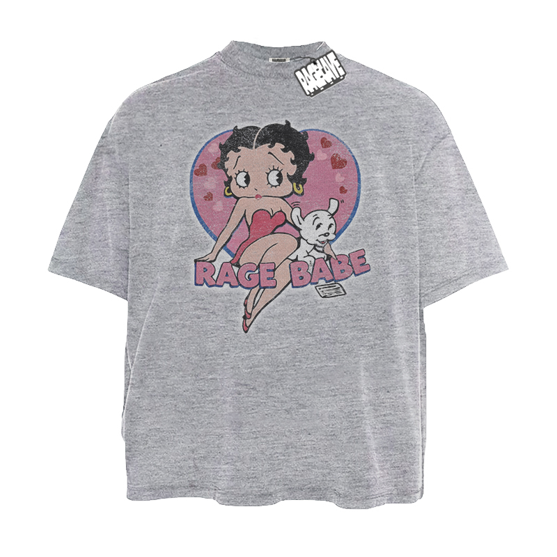 Ragecave American Cartoon Betty Retro Vintage Printed Pure Cotton Loose Couple Short-Sleeved Men's and Women's T-Shirt