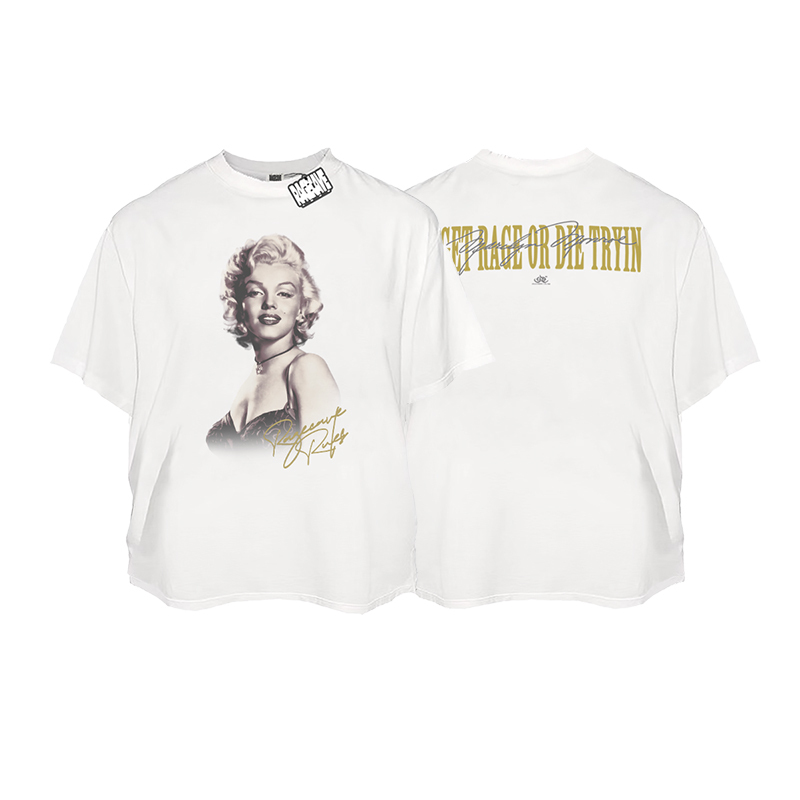 Ragecave Pays Tribute to Marilyn Monroe with a Vintage Retro Print Heavy-Duty National Trend Couple T-Shirt for Men and Women with Short Sleeves