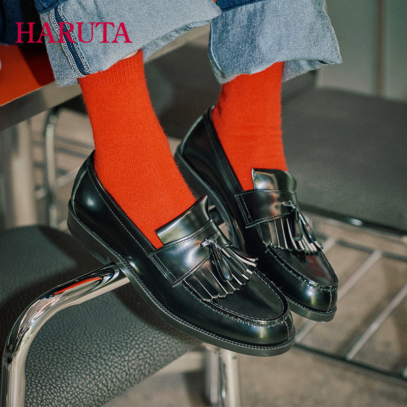Haruta Japanese-Style Versatile 909 Genuine Leather Loafers with Tassels Men's Dk Uniform Small Leather Shoes Casual Shoes