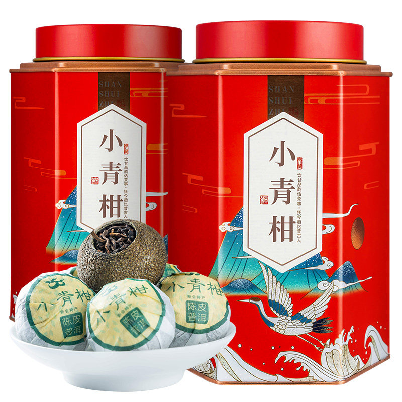 Zunhexuan Xinhui Sun-dried small green mandarin Pu'er tea cooked tea tea gift box canned 500g