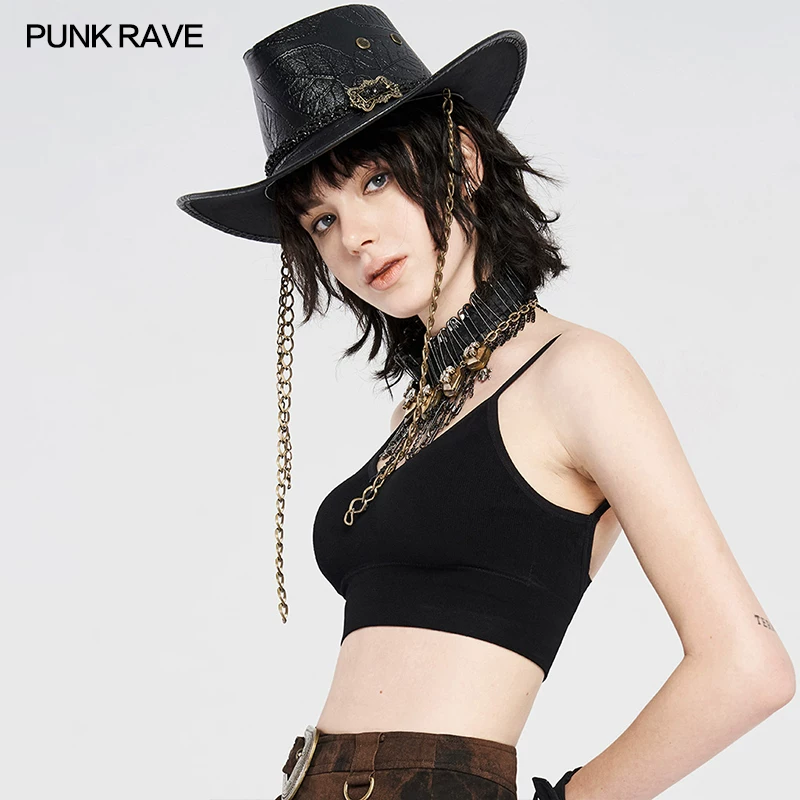 Женская кепка из PU с вырезами в стиле PUNK RAVE, охранник бухту пиратский пират WS-359MZF
