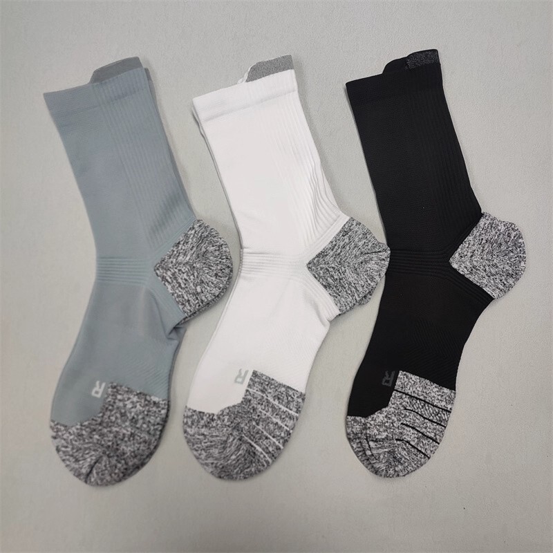 10 Pairs of Quick-Drying Professional Marathon Running Socks, Seamless, Mid-Length, Towel Bottom, Thin and Breathable