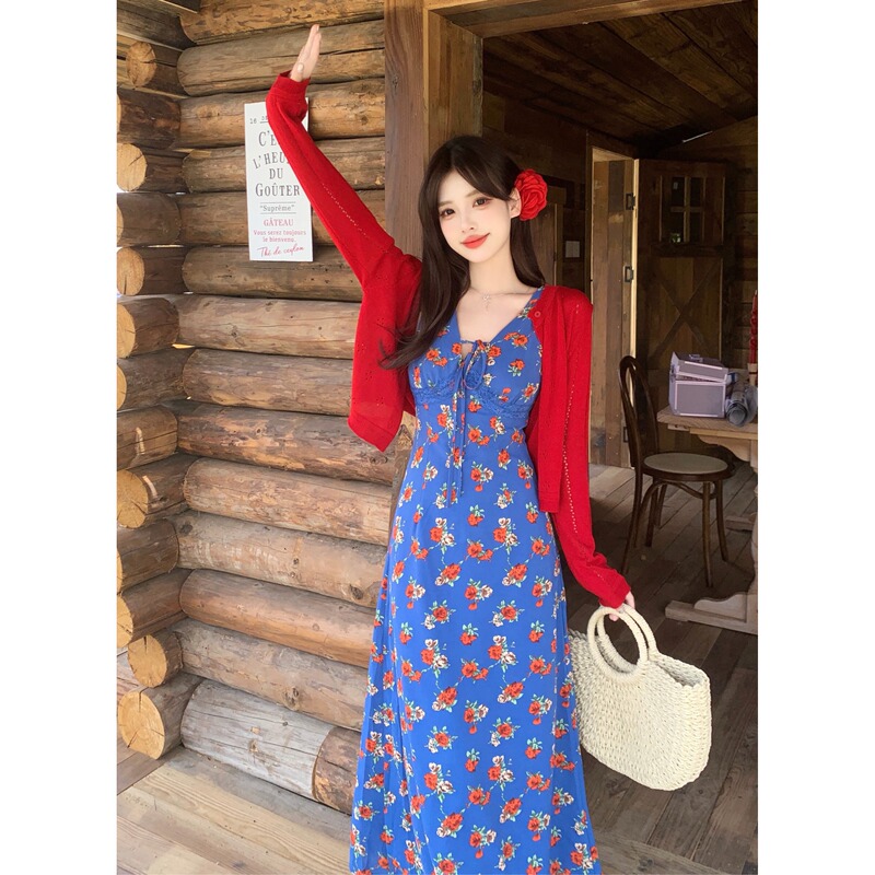 Real Photos in Stock~ Plus-Size Women's French Floral Dress, Summer Tank Dress, Skirt for Fat Girls to Cover Belly and Look Slimmer