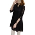 Đầm ren nữ tay dài 2018 xuân mới dành cho nữ size lớn áo voan dài áo hai dây