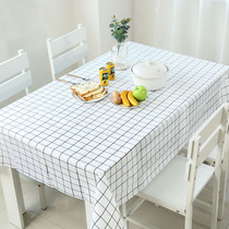 Table cloth anti-scalding anti-oil and oil-free PVC table cushion rectangular grid tea table cover cloth table cloth